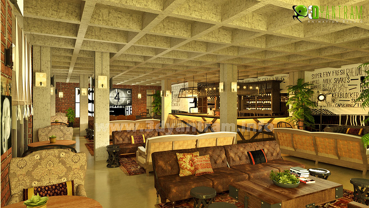 3d diseño de interiores comercial restaurante clásico