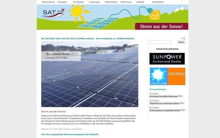 www.sat-solar.ch, Entwurf und Umsetzung