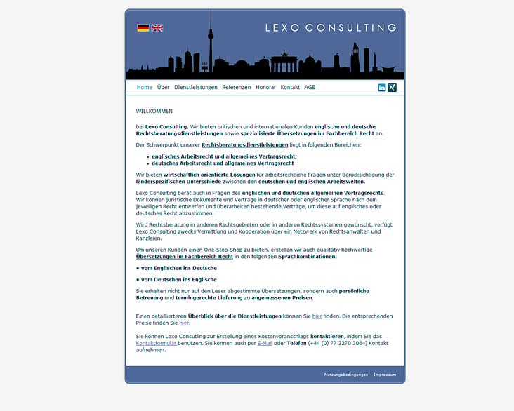 www.lexo-translations.com, Entwurf und Umsetzung