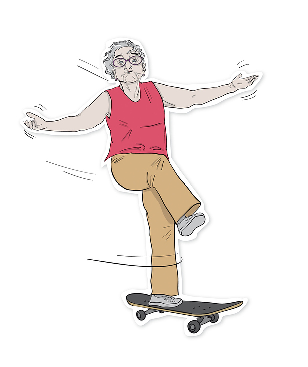 Skateboard-Oma