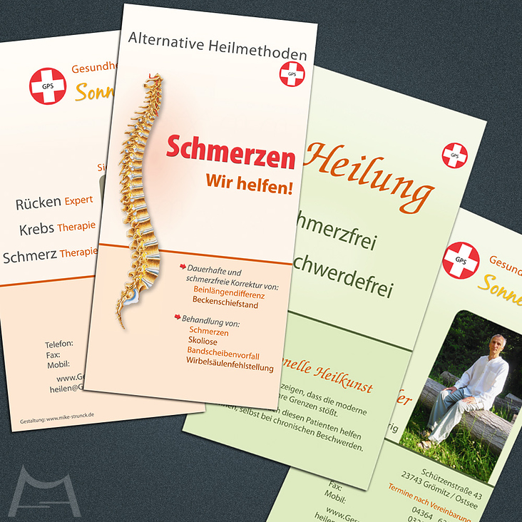 versch. Flyer für Gesundheitspraxis Sonnentor