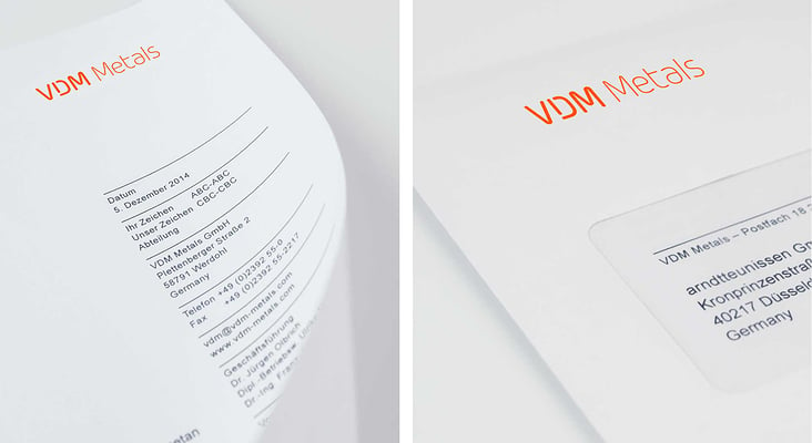 VDM Metals Briefpapier und Kuvert