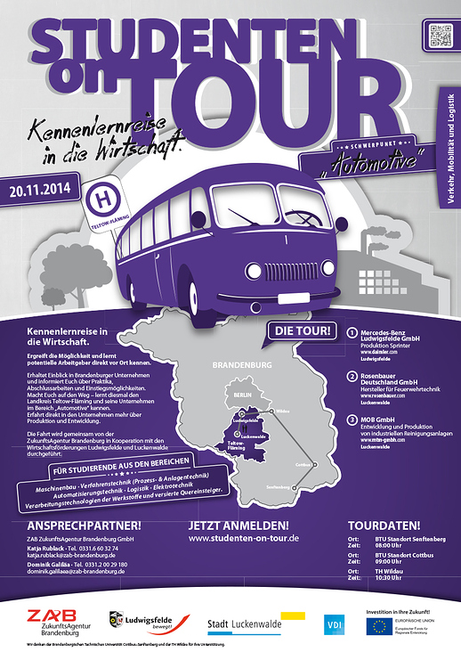 Plakat Studenten on Tour – Cluster Verkehr, Mobilität, Logostik