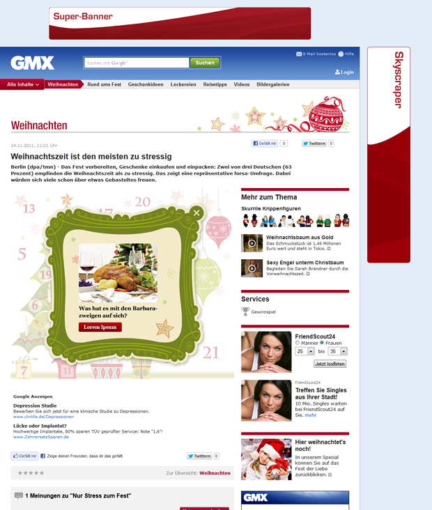 GMX – Adventskalender 2012 – geöffnetes Fenster