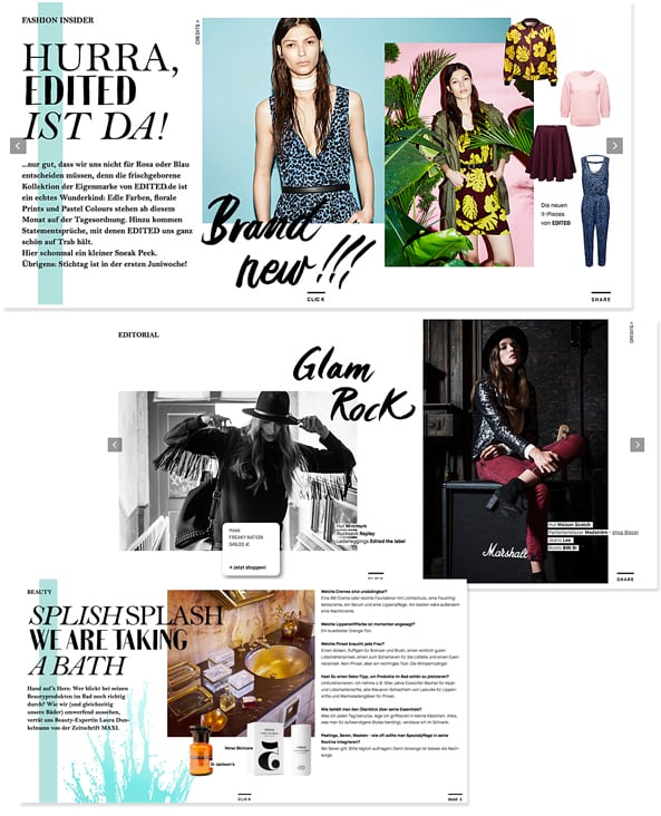 Responsive Design eines Online Fashion Magazins für den Online Shop Edited.de 2014