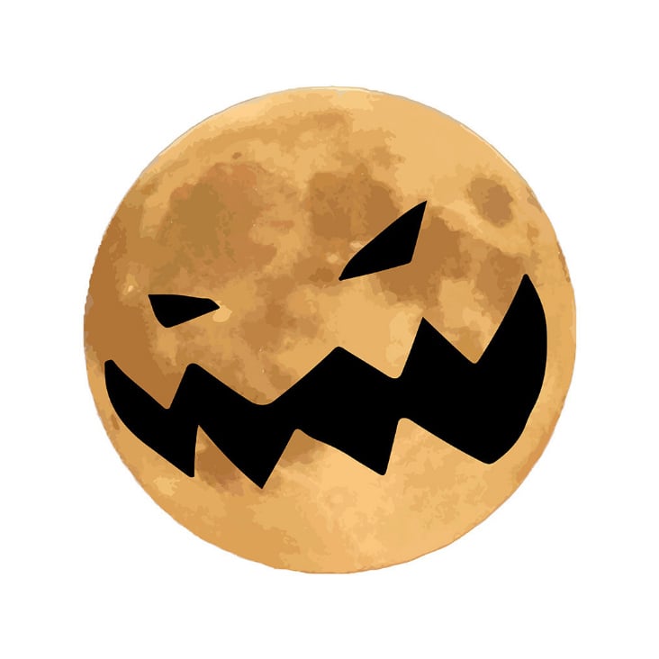 T-Shirt Motiv „Halloween Mond mit Kürbisfratze“