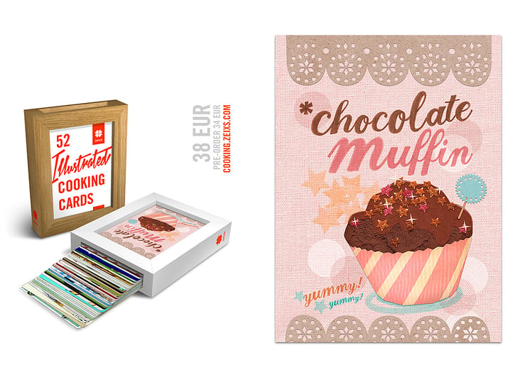 ZEIXS VERLAG / 52 Illustrated Cooking Cards: chocolate muffin