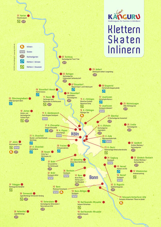 KÄNGURU MAGAZIN / Infografik: Klettern, Skaten, Inlinern im Raum Köln-Bonn