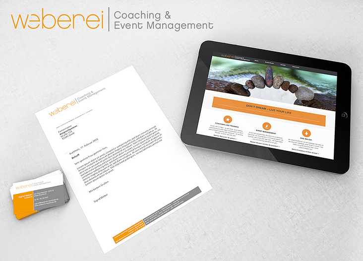 Logo, Geschäftspapiere, Webdesign für weberei | Coaching & Event Management