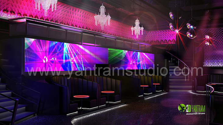3D-Rendering Interior Design für moderne Bar