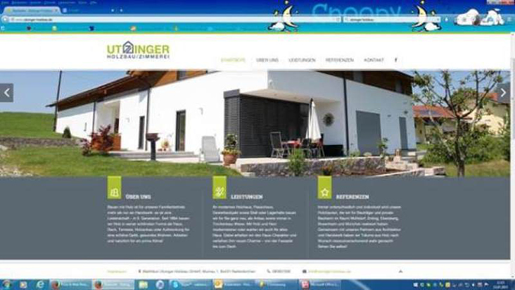 Screenshot der webseite Utzinger Holzbau
