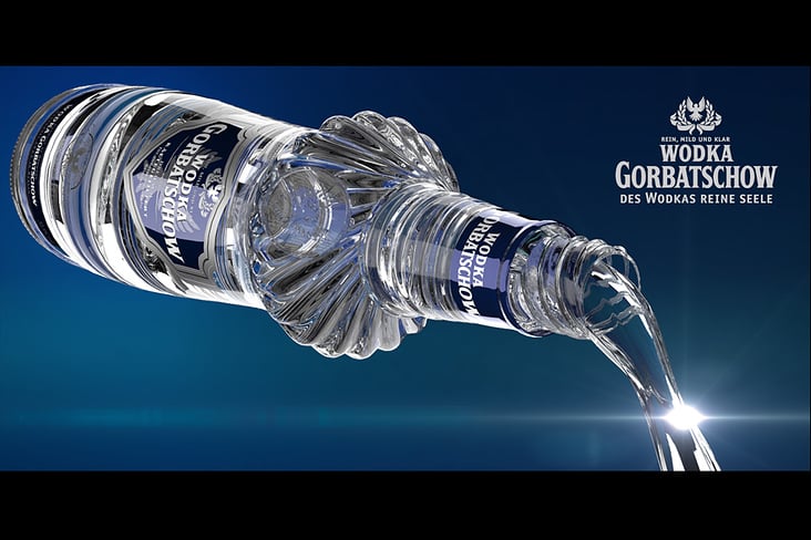 Wodka Gorbatschow Plakat (3D Visualisierung)