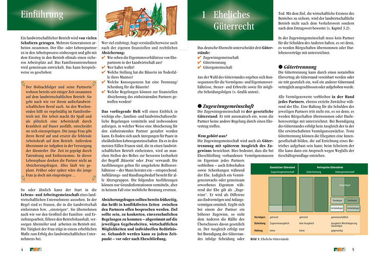 Inhalt (Seite 4 und 5) »Ehe- und Familienrecht in der Landwirtschaft«