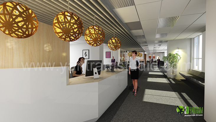 3D Interior Design Rendering für Office