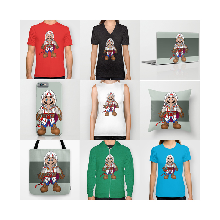 Products on my Society6 store page.