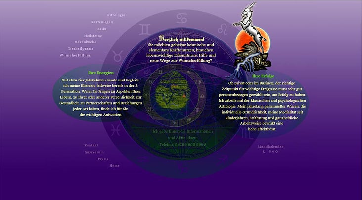 Webseite incl. Logo für Astrologie, Tierheilpraxis, Reiki …