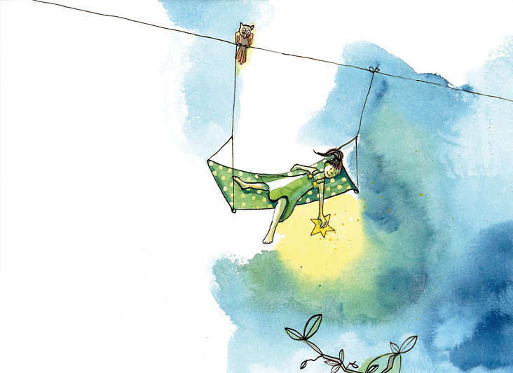 Illustration »Luna und die Sterne«, Kinderbuch