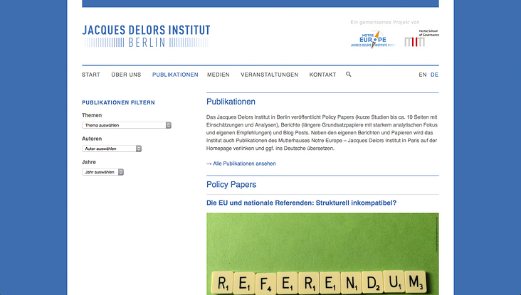 Jacques Delors Institut – Berlin — Webdesign