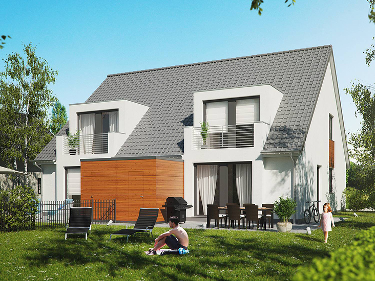 3D-Visualisierung eines Einfamilienhauses