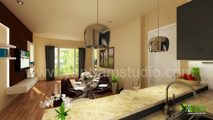 3D Wohnzimmer Interieur-Rendering