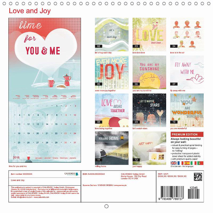 Love and Joy / (Monthly calendar, 14 pages)
