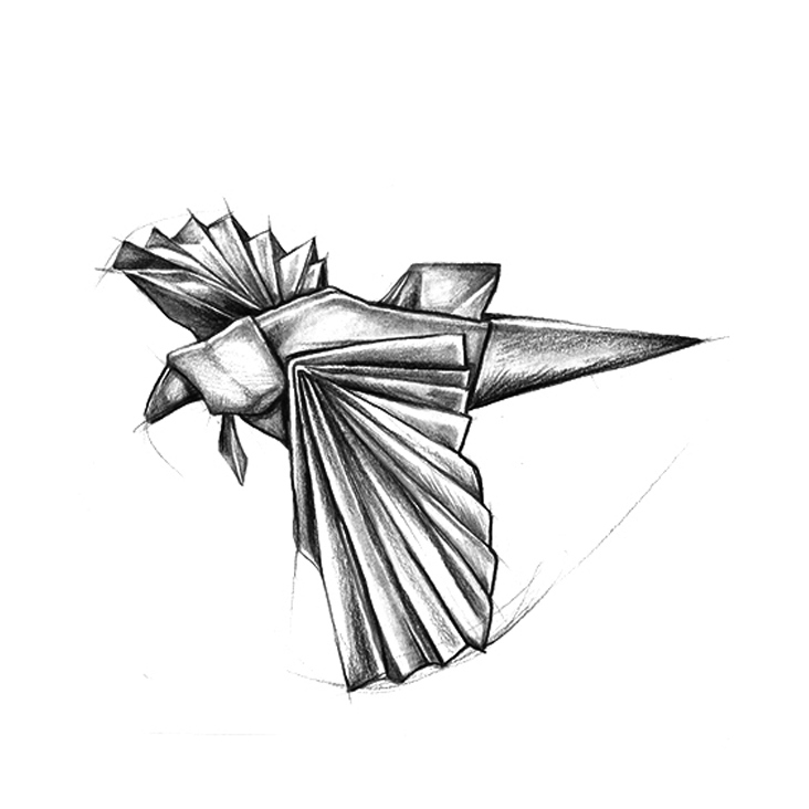 „Papiervogel“ Bleistiftzeichnung