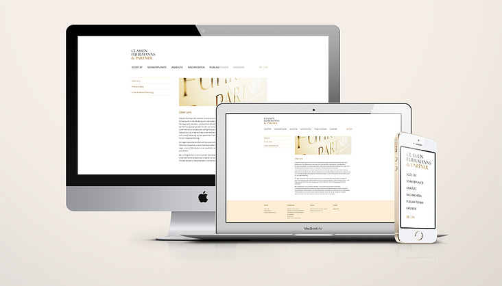 TYPO3 Website mit responsivem Design für Classen Fuhrmanns & Partner