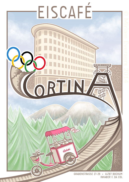 Cover für Speisekarte sowie Plakat für die Eisdiele Cortina in Bochum