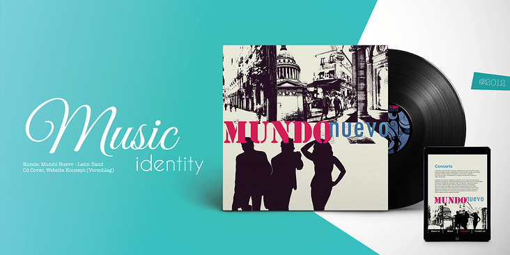 Kunde: Mundo Nuevo – Latin Band identity Cd Cover, Website Konzept (Vorschlag)