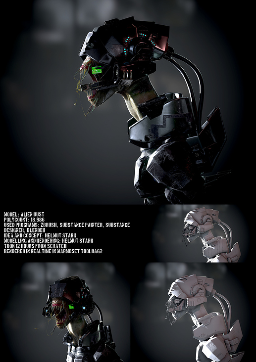 Alien Soldier Bust LowPoly