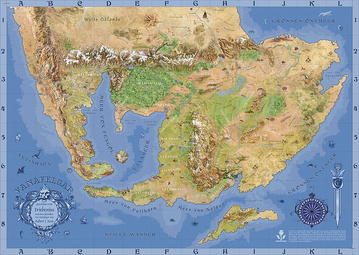 Karte zur Fantasy-Reihe Vanafelgar / DIN A0