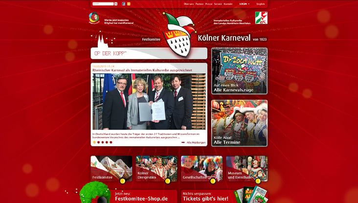 Pflege der Webseite des Festkommitee Kölner Karneval