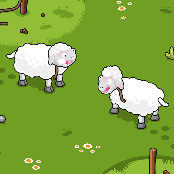 Zwei Schafe unterhalten sich auf einer Wiese