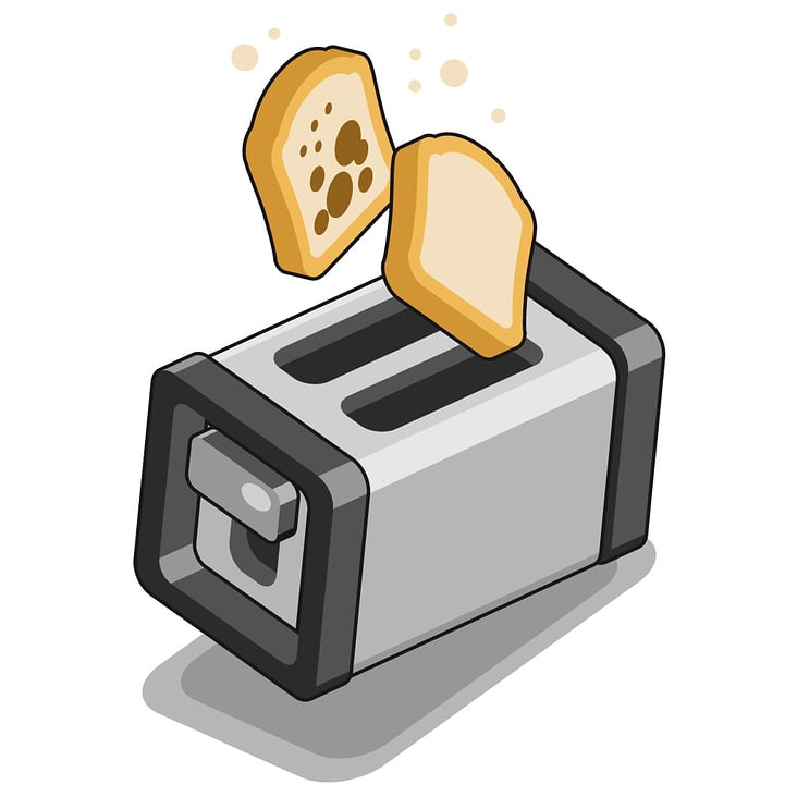 Toastbrote springen aus einem Toaster