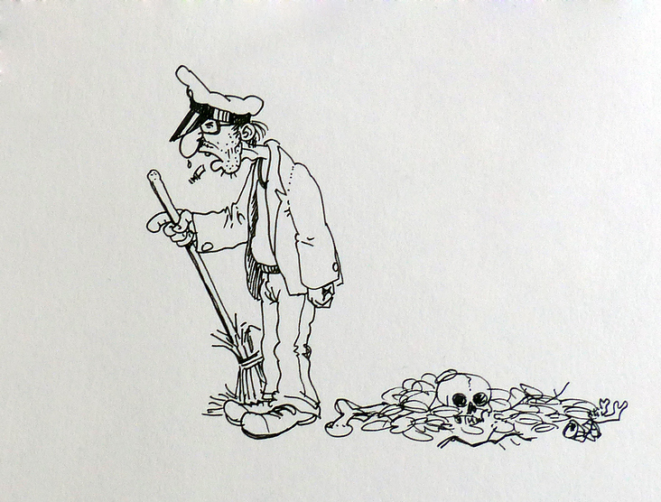 Caricatur eines Friedhofsgärtners