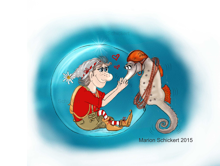 Kinderbuchillustrationen für Puckerl und der Zauberwortschatz, Kinderbuchillustrationen, Unterwasserwelt