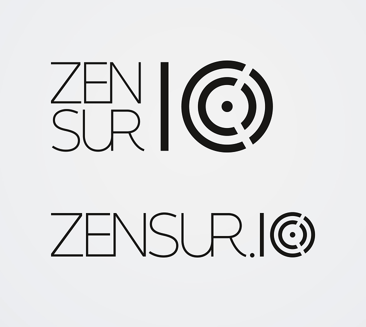 Zensur.IO logo: main version and alternate version (black and white)