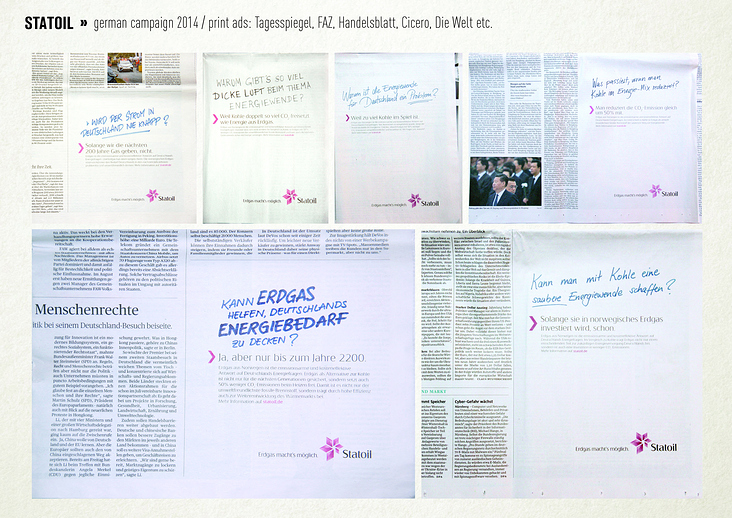 Statoil Print Ads – Der Tagesspiegel, Die Welt, Handelsblatt, Cicero, Süddeutsche Zeitung etc.