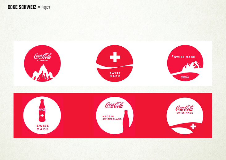 Logoentwürfe – Coke Schweiz