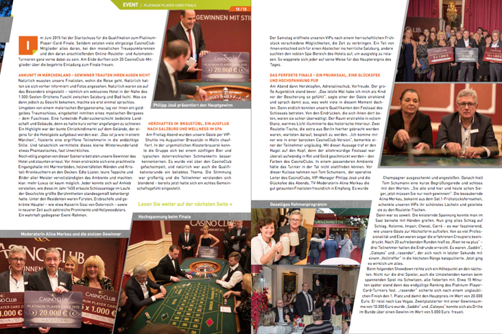 CasinoClub-Artikel für Kundenmagazin (Thema: Schlosshotel Österreich), S. 2/3