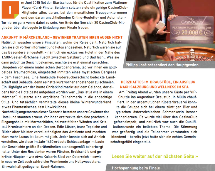 CasinoClub-Artikel für Kundenmagazin (Thema: Schlosshotel Österreich), S. 2.1