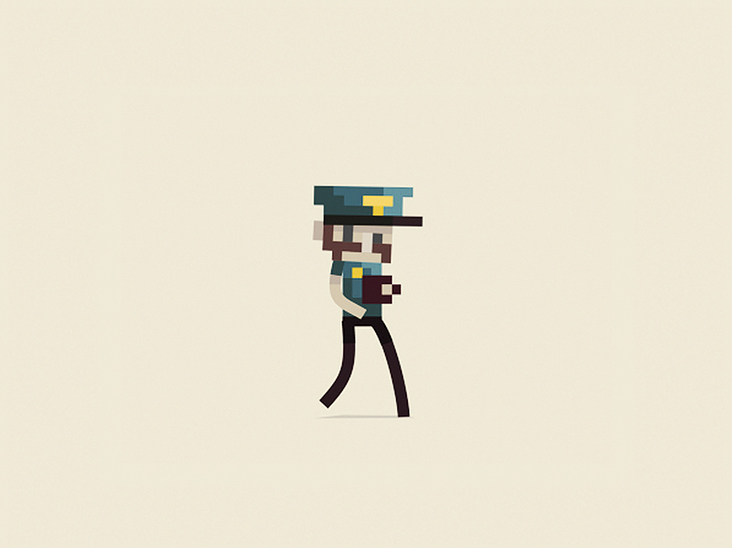 Pixel cop walkcycle animation