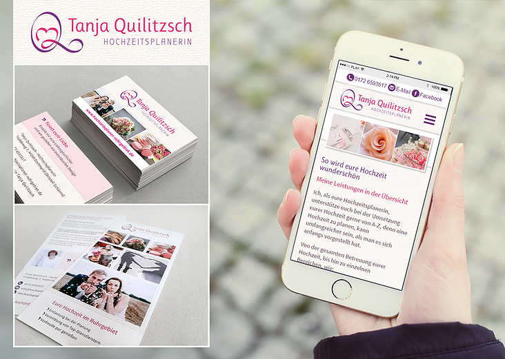 Corporate Design (Logo, Print, responsive Website) für die Hochzeitsplanerin Tanja Quilitzsch aus Dortmund