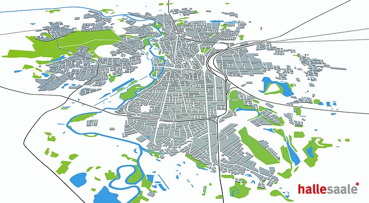 Schematische karte für die Stadt Halle