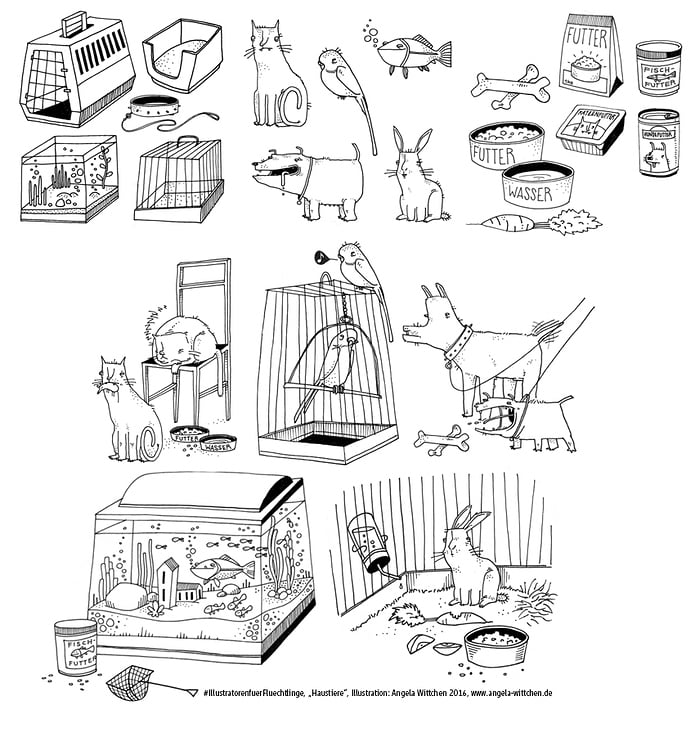 #Illustratorenfuerfluechtlinge „Haustiere“