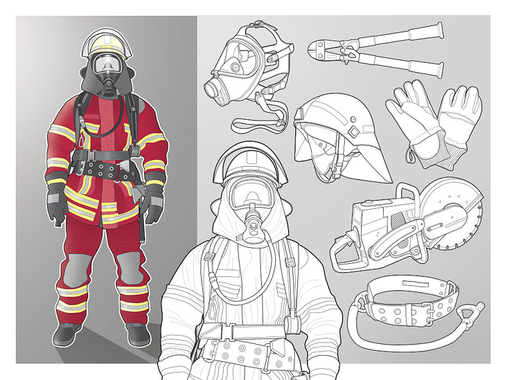 Vectorgrafik „Feuerwehrausrüstung“