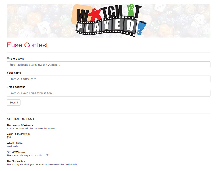 Watch It Played Contest Management Application