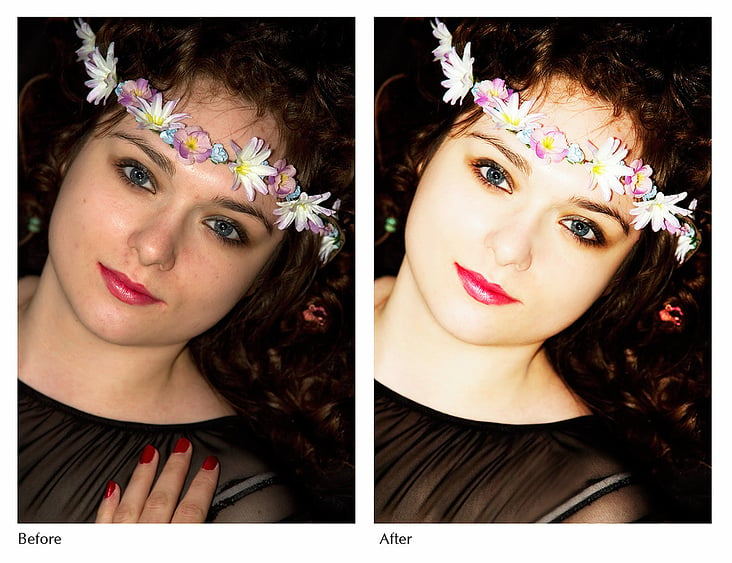 Before-after photo editing example