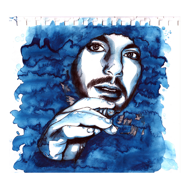 Portrait mit Tusche und Aquarell