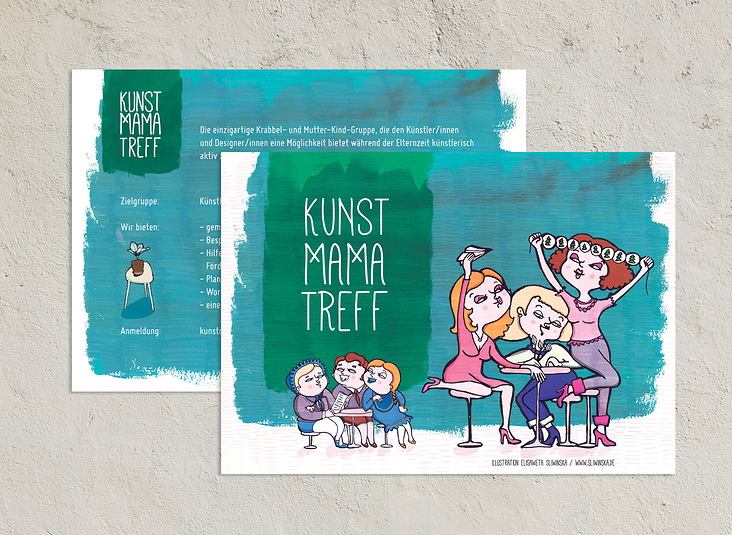 Flyer „Kunst-Mama-Treff“ Nürnberg. Illustration und Layout